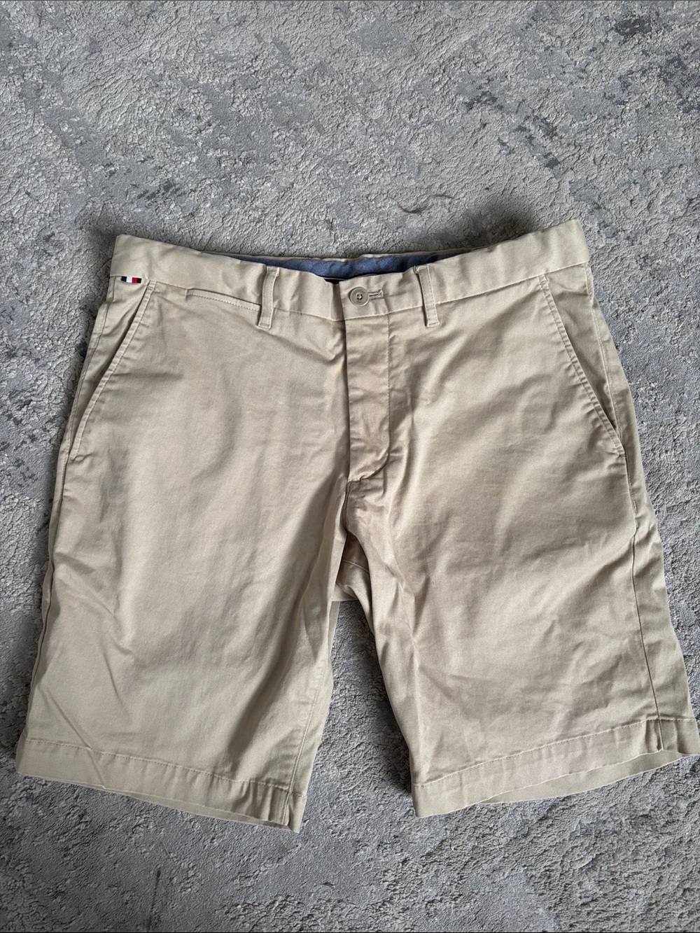 Tommy Hilfiger Beige Flat Front Cotton Chino Shorts